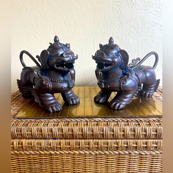 Bronze 18th century foo dogs the Paul lapis - Picture 1 of 16